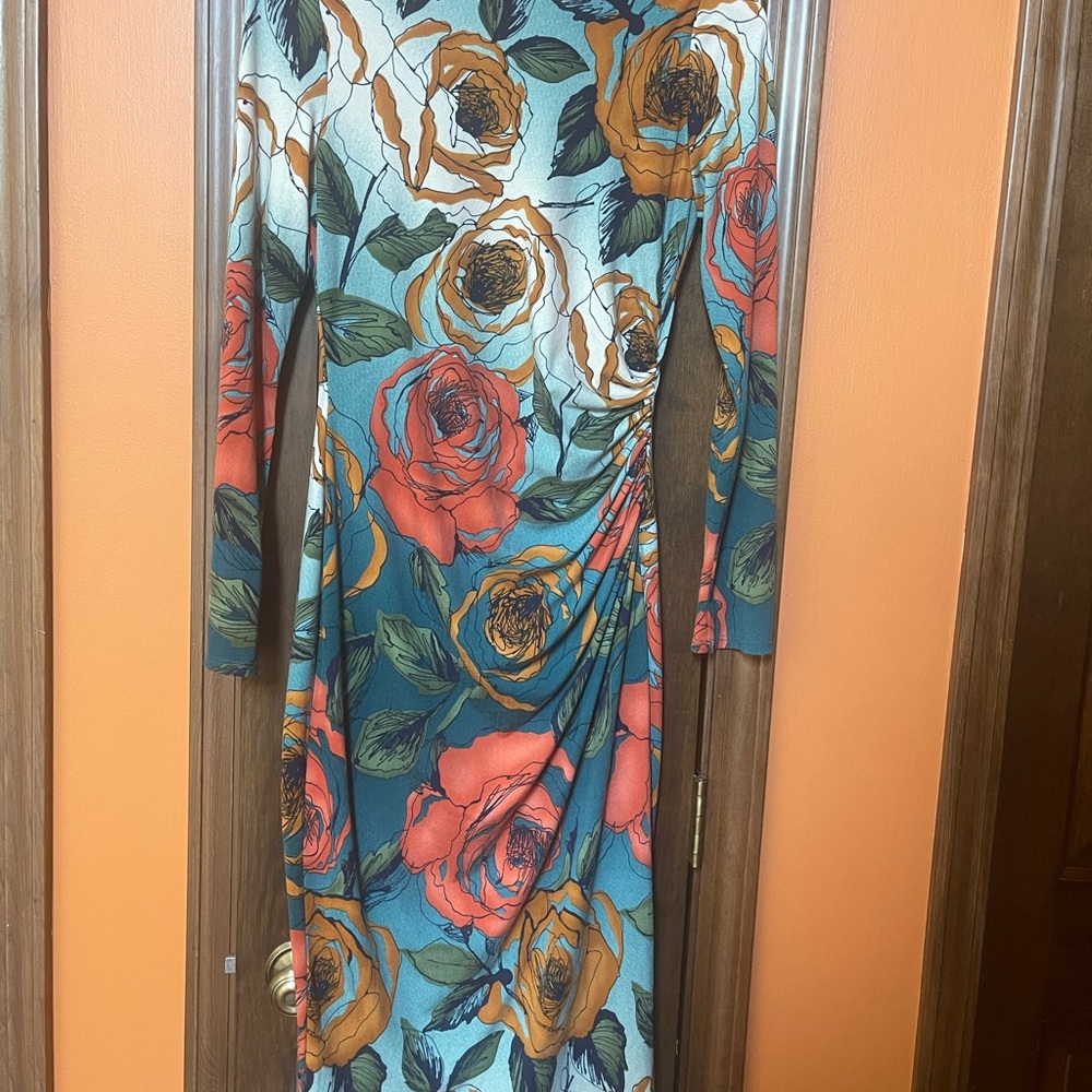 Floral Long Sleeve Dress - Multicolor